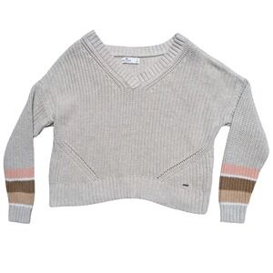 Hollister Women's Small Grey Cropped Knit‎ Long Sleeve Pullover Sweeter